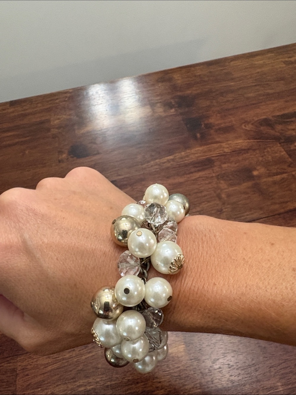 The Limited Pearl & Silver Cluster Stretch Bracelet